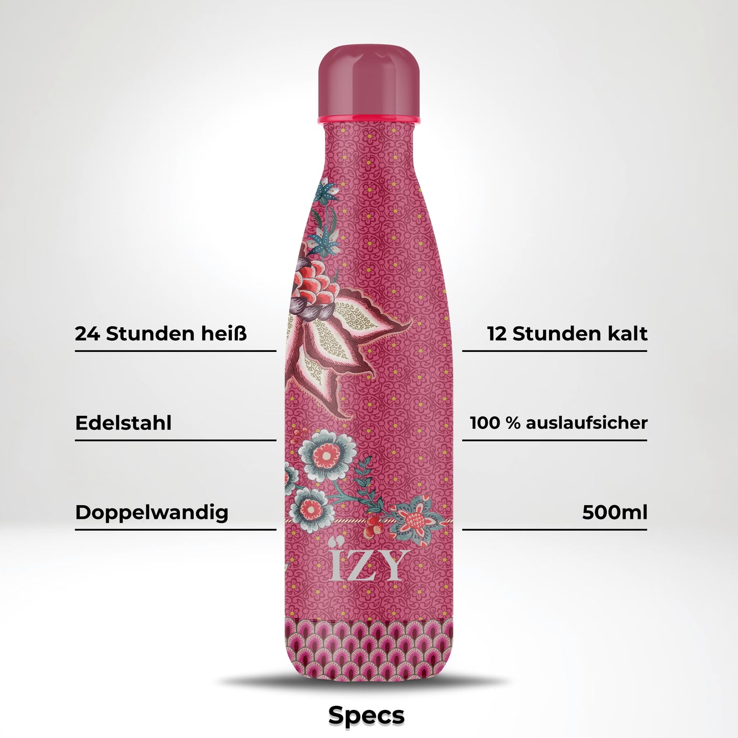 IZY Trinkflasche 500 ml - Blumenfest - Wasserflasche - Thermobecher - BPA-frei