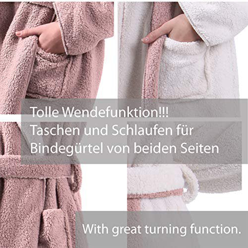 Wendebademantel Lammfelloptik mit Kapuze
