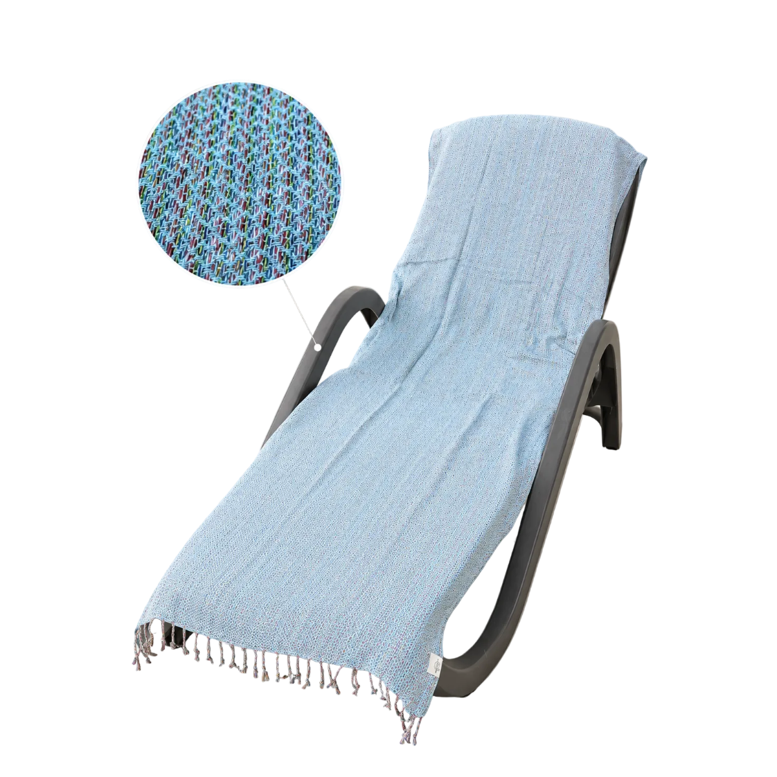 Strandtuch Ocean StayOn von BeachAndSteam, 200x70 cm, weiches Hamamtuch mit blautönen, perfekt für den Strand oder Sauna.