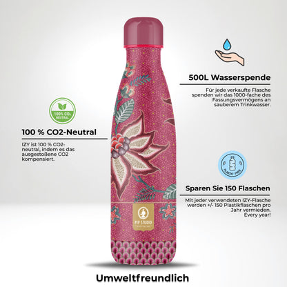 IZY Trinkflasche 500 ml - Blumenfest - Wasserflasche - Thermobecher - BPA-frei