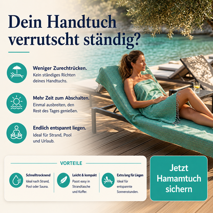 Blaue Hamamtuch Ocean StayOn von BeachAndSteam, 200 x 70 cm, weiches Strandtuch mit maritigem Muster