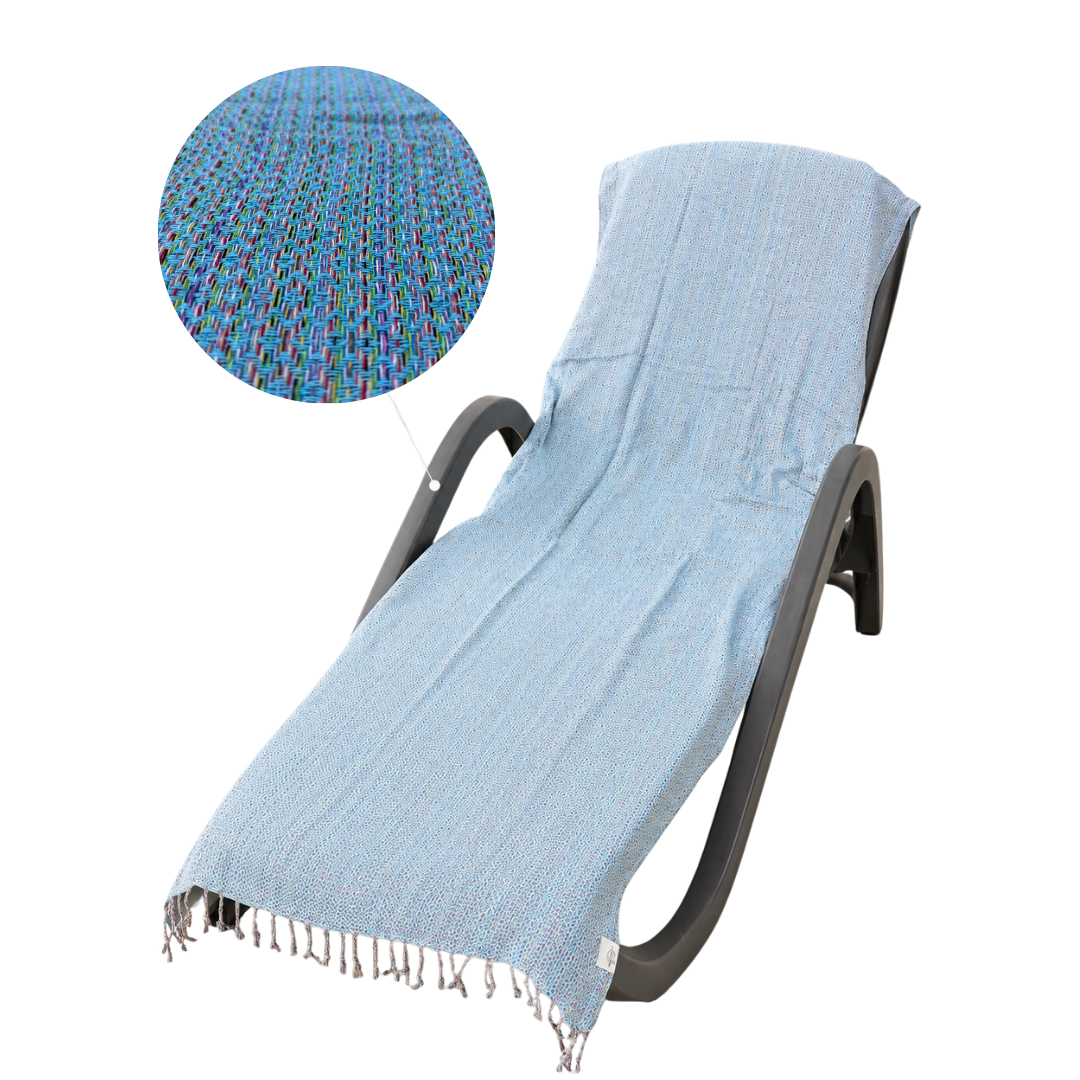 Badehandtuch Ocean StayOn von BeachAndSteam, 200 x 70 cm, weiches Hamamtuch mit blauer Meeresmuster, ideal für Strand und Pool.