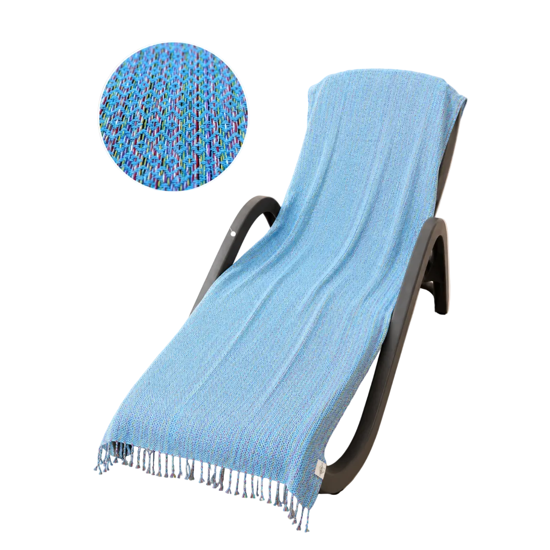 Strandtuch Ocean StayOn von BeachAndSteam, 200 x 70 cm, weiches Hamamtuch mit blauer Meeresmotiv, ideale Badetuch für den Strand.