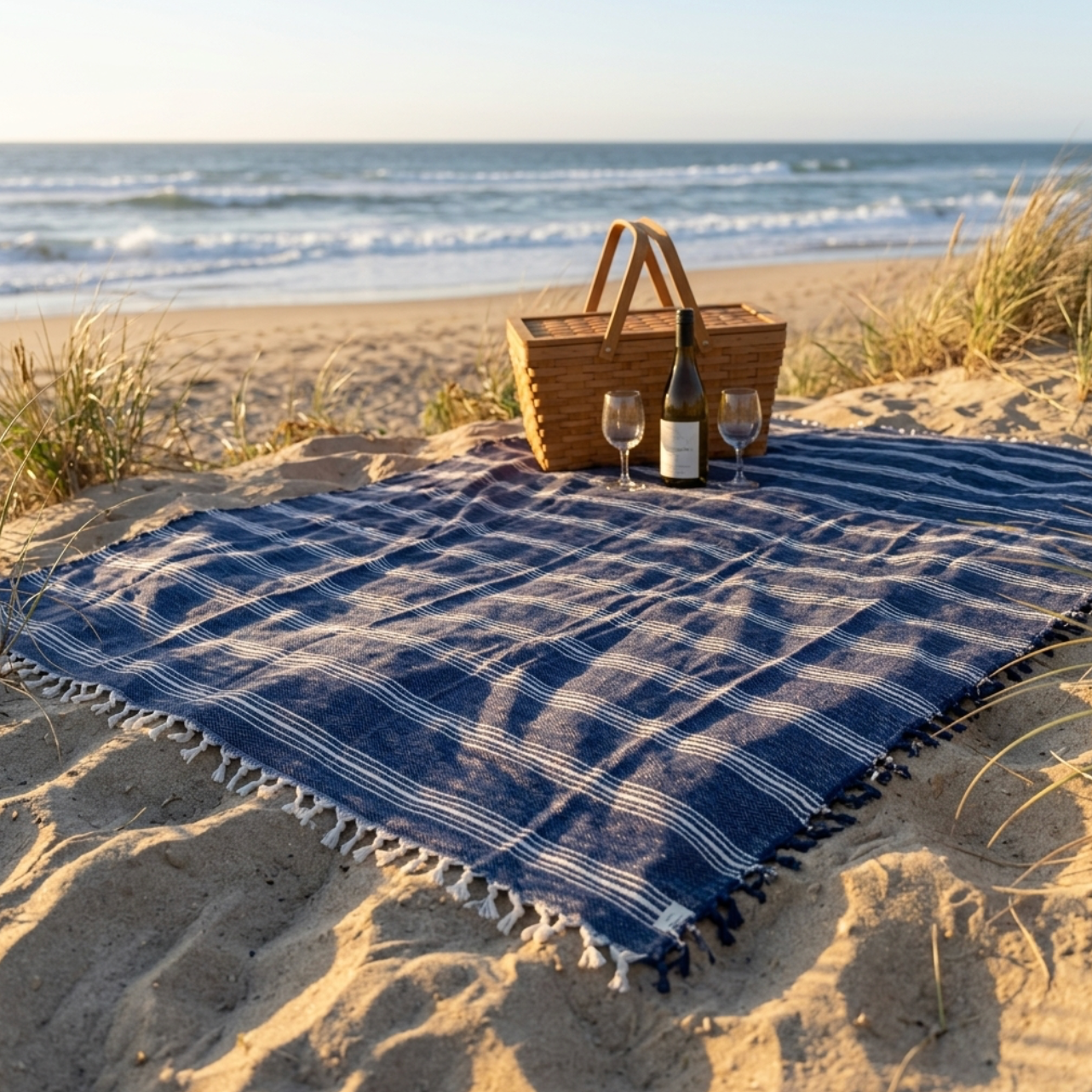 Großes BeachAndSteam Strandtuch Coastline XXL aus Hamamtuch-Stoff, bunte Streifen, weich und saugfähig, ideal für Strand und Sauna