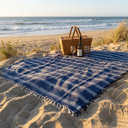 Großes BeachAndSteam Strandtuch Coastline XXL aus Hamamtuch-Stoff, bunte Streifen, weich und saugfähig, ideal für Strand und Sauna