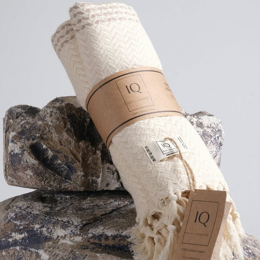 Hamamtuch | Saunatuch | Strandtuch | Colombia | Beige | 180x100 cm