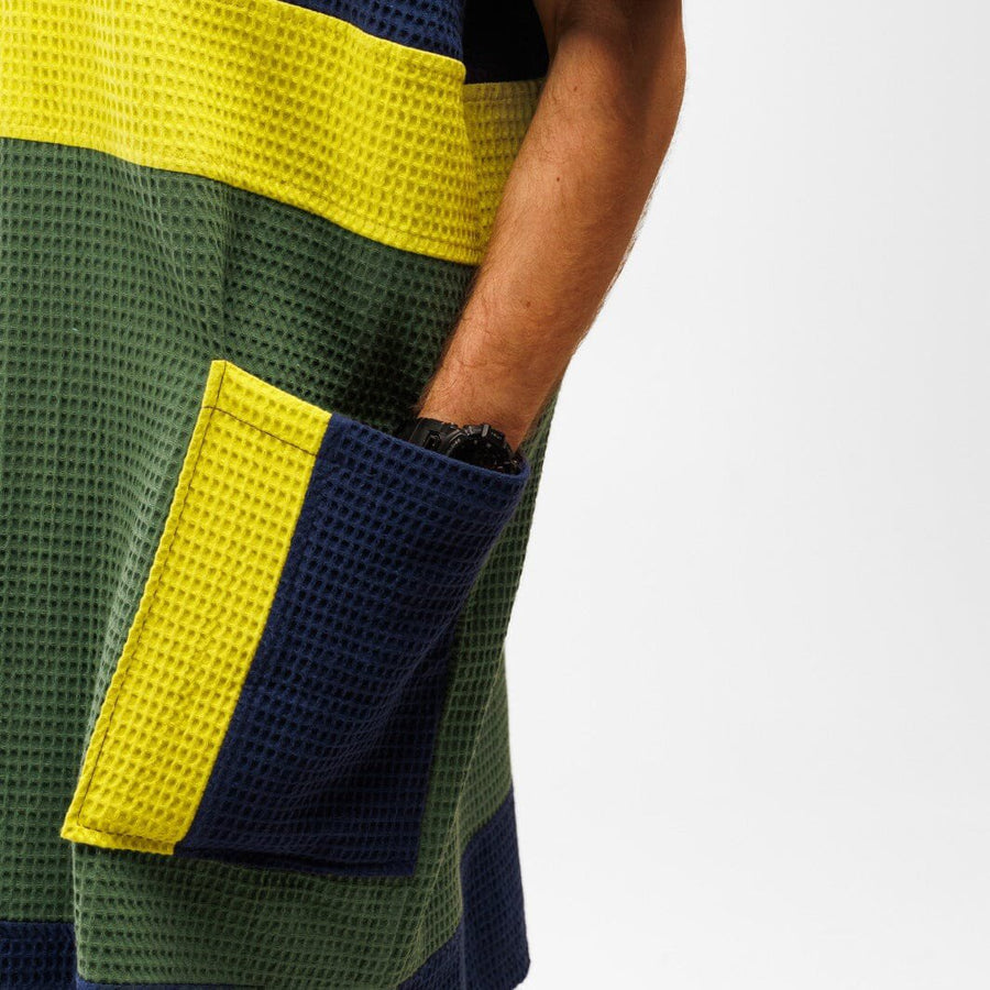 WAVE HAWAII Travel Poncho PAMPATAR – Waffelpikee Baumwolle für Sauna Strand und Urlaub