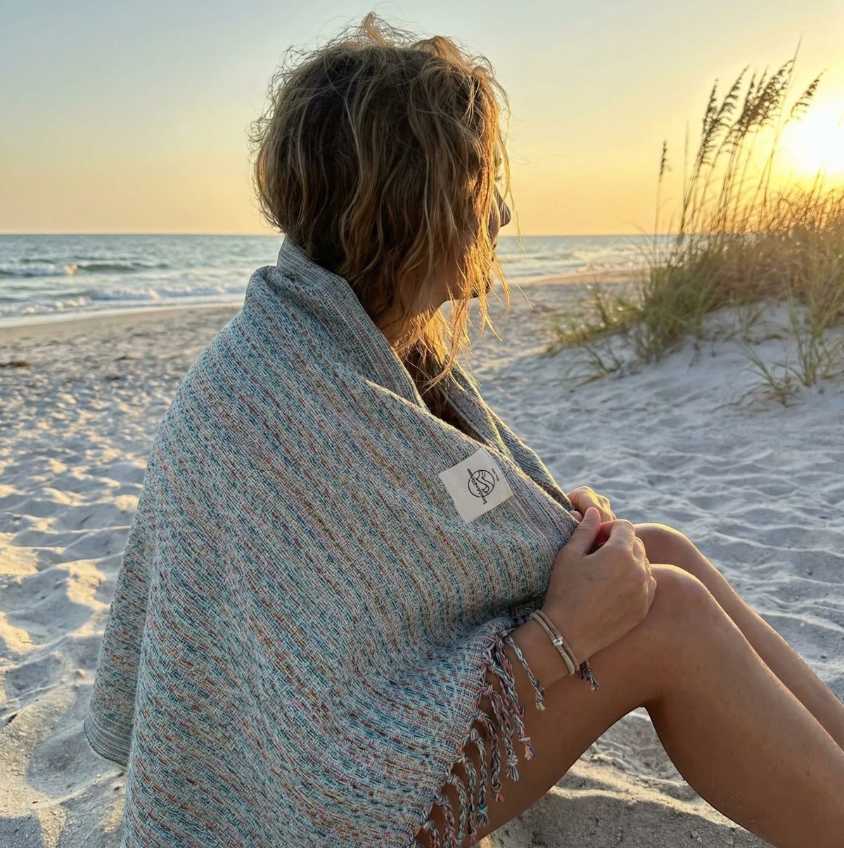 Feine Webstruktur des Strandtuch Ocean aus 100 % Baumwolle
