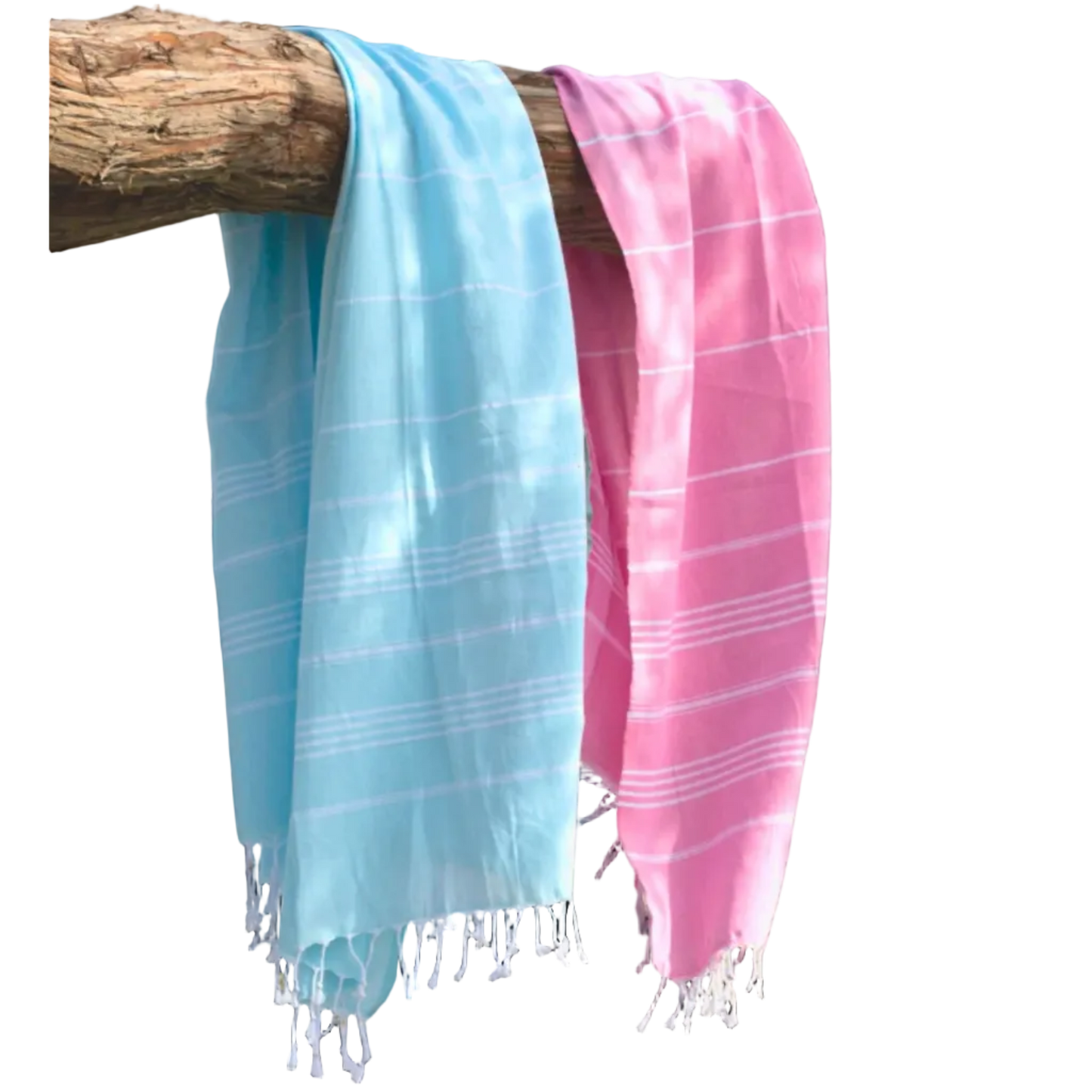 Samimi Sultan Duo Handtücher für Sie und Ihn, pink und blau Baumwoll-Peshtemal-Tücher, ideal für Strand und Sauna.