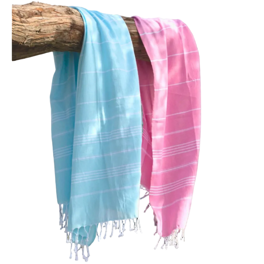 Samimi Sultan Duo Handtücher für Sie und Ihn, pink und blau Baumwoll-Peshtemal-Tücher, ideal für Strand und Sauna.