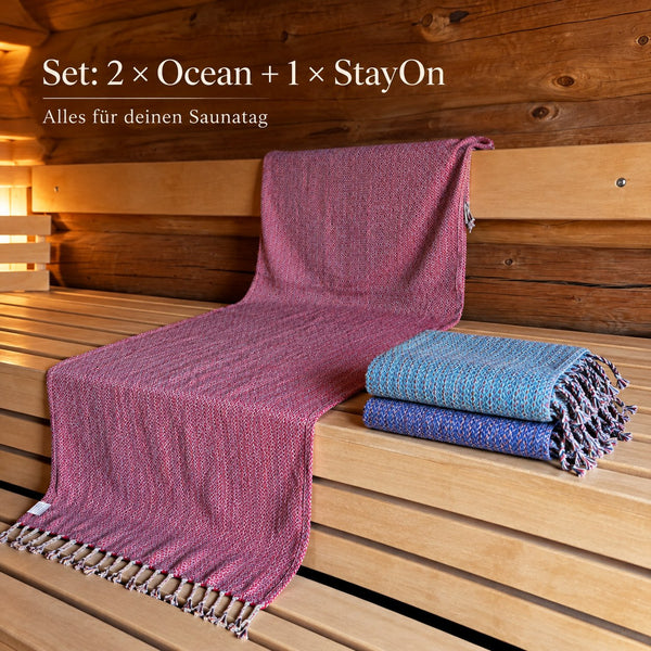 Hamamtuch-Set Single – 2 × Ocean & 1 × StayOn