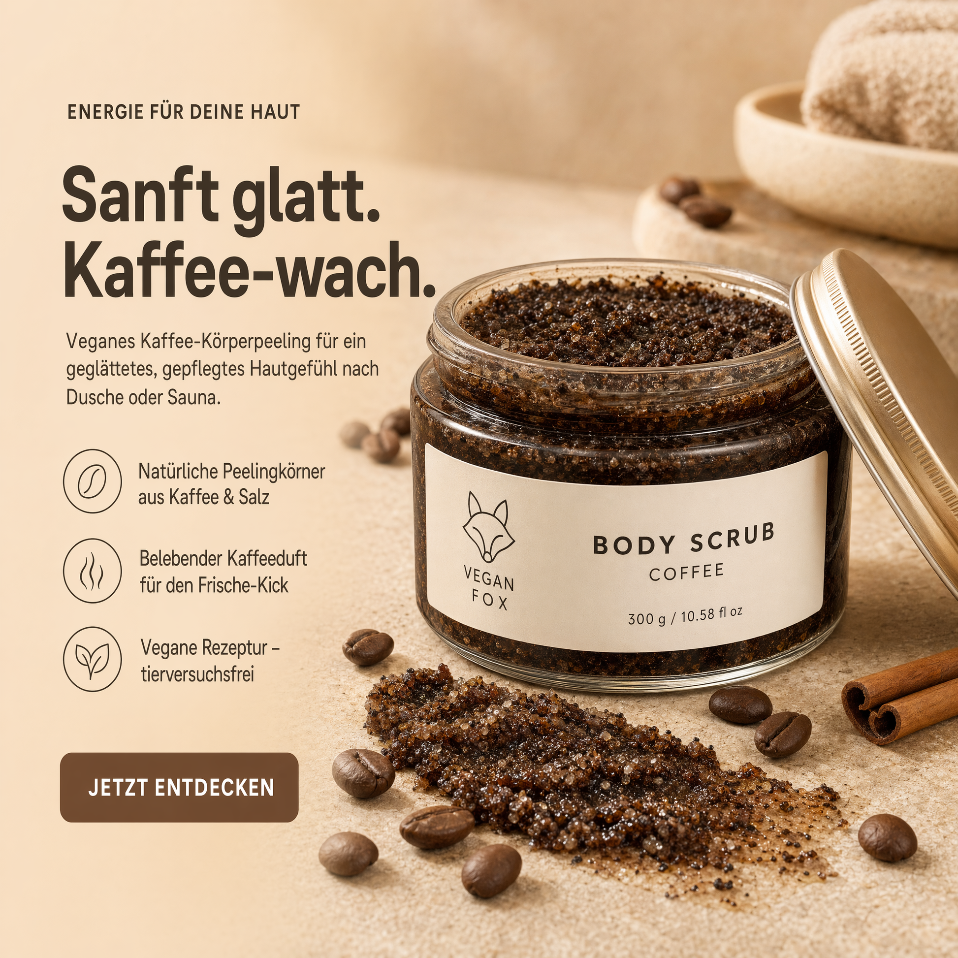Veganes BeachAndSteam Peeling-Trio Wellnessset mit drei Peelingprodukten, ideal für gepflegte Haut und natürliche Pflege.