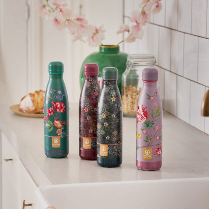 Izy x Pip Studio Thermosflasche La Dolce Vita mit buntem Blumenmuster und Edelstahlverschluss, ideal für heiße und kalte Getränke.