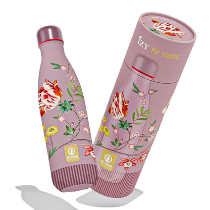 Izy x Pip Studio Thermosflasche La Dolce Vita aus Edelstahl mit buntem Blumenmuster, ideal für Getränke unterwegs
