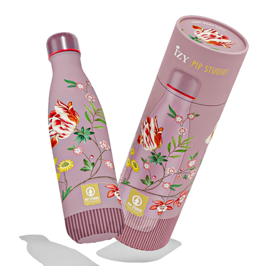 Izy x Pip Studio Thermosflasche La Dolce Vita aus Edelstahl mit buntem Blumenmuster, ideal für Getränke unterwegs