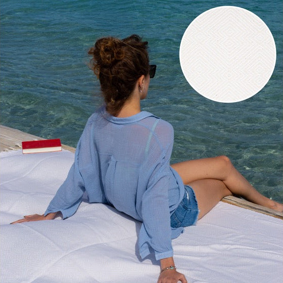 Großes blaues Hamamtuch von Samimi, XXL 250 x 200 cm, weiches Baumwolltuch für Sauna und Strand