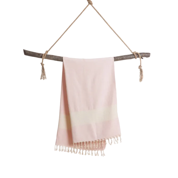 Rosa Hamamtuch Diamant von Samimi, weiches Baumwolltuch mit Diamantmuster, für Sauna und Strand, flauschige Textur sichtbar