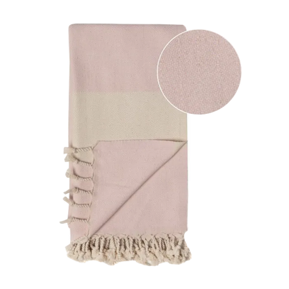 Rosa Hamamtuch Diamant von Samimi, weiches Baumwolltuch mit Diamantmuster, ideal für Sauna und Strand, liegend auf weißem Hintergrund