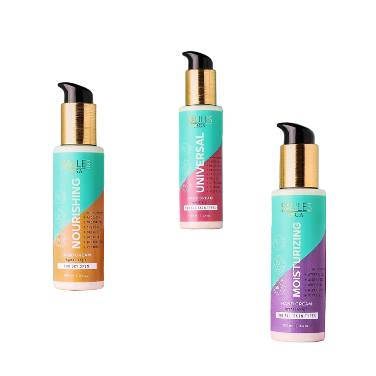 Handcreme von Saules Fabrika mit Anti-Age-Formel, cremige Textur, für gepflegte und jugendlich aussehende Hände.
