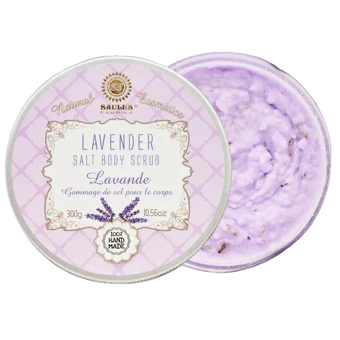 Saules Fabrika Lavendel Salz-Körperpeeling, Peelingsalz mit Lavendelduft, glättet und revitalisiert die Haut