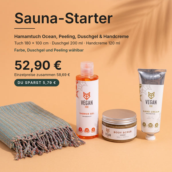Sauna-Starter – Hamamtuch, Peeling, Duschgel & Handcreme