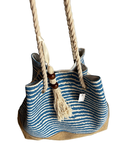 Kordelhenkel der Strandtasche Marina mit Holzperlen und Quaste