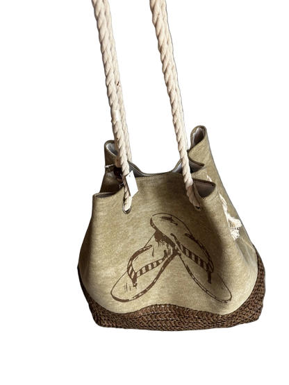Hängende Strandtasche Flip-Flop aus Canvas, Vorderseite mit Flip-Flop-Motiv