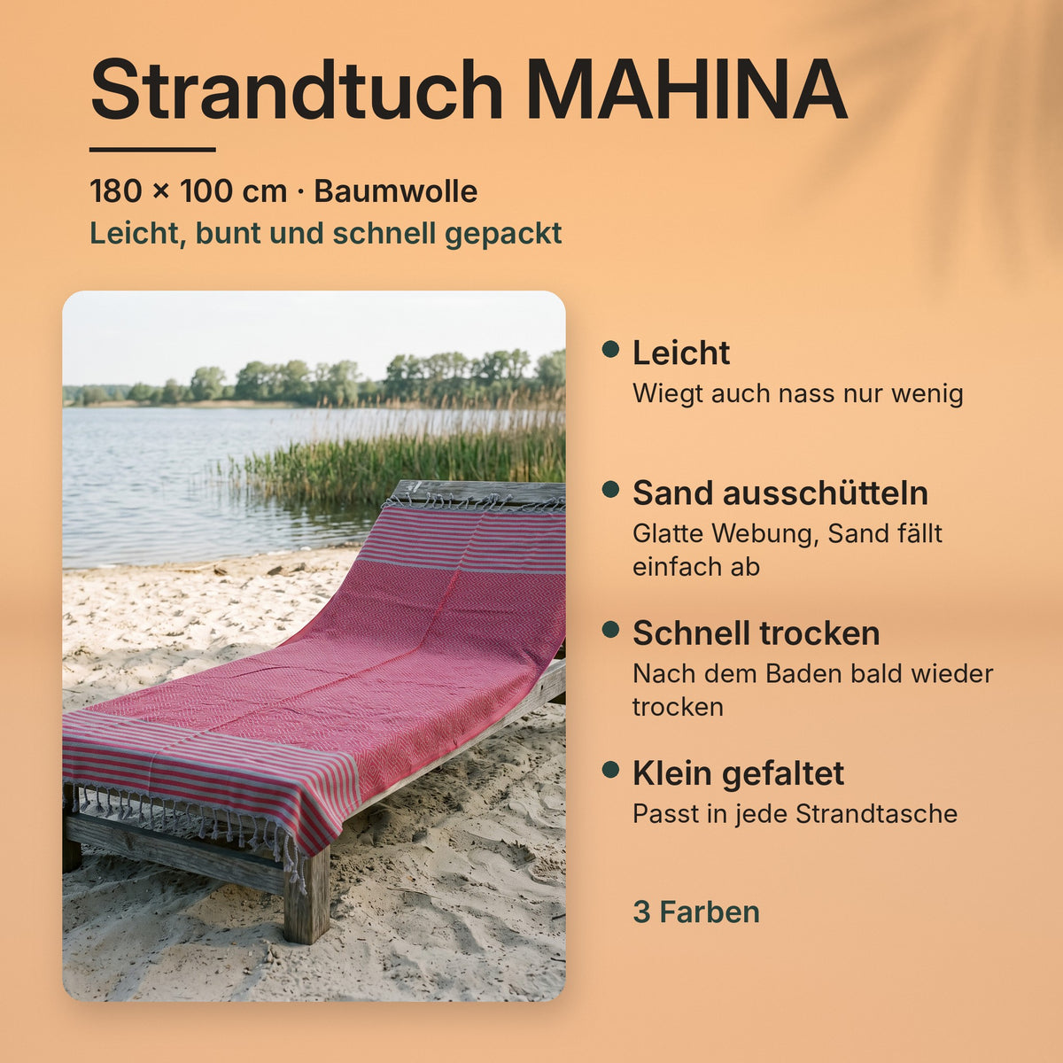 Strandtuch MAHINA 180 × 100 cm
