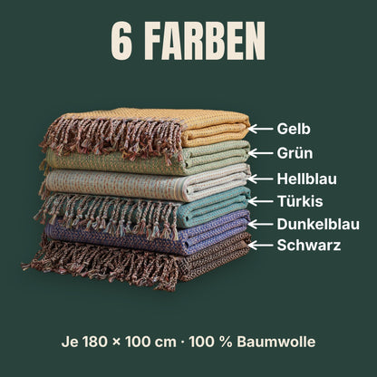 Strandtuch Ocean in 6 Farben, je 180 × 100 cm: Gelb, Grün, Hellblau, Türkis, Dunkelblau, Schwarz