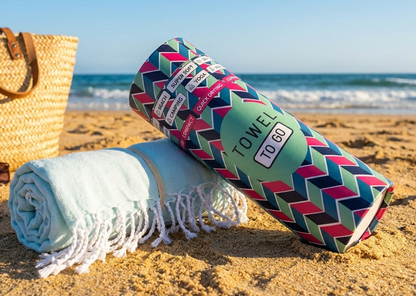 Beige Hamamtuch von Towel To Go aus 100 % recycelter Baumwolle, weiches Handtuch im stilvollen Design
