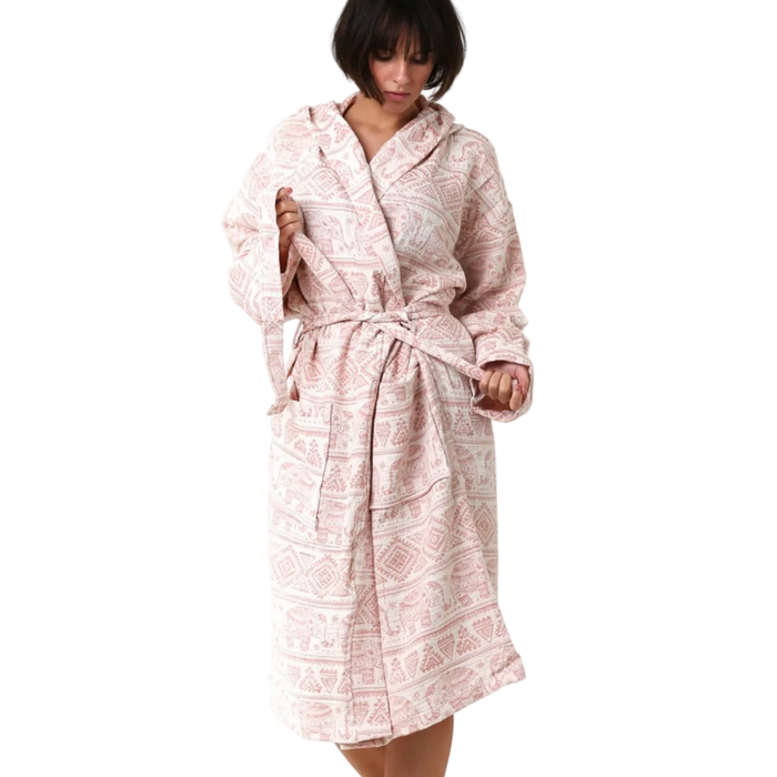 Trimita Damen Bademantel mit Kapuze – 100 % Baumwolle – Elephant