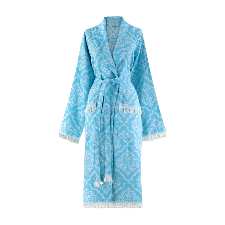 Trimita Barok Damen Bademantel – 100 % Baumwolle – Blau