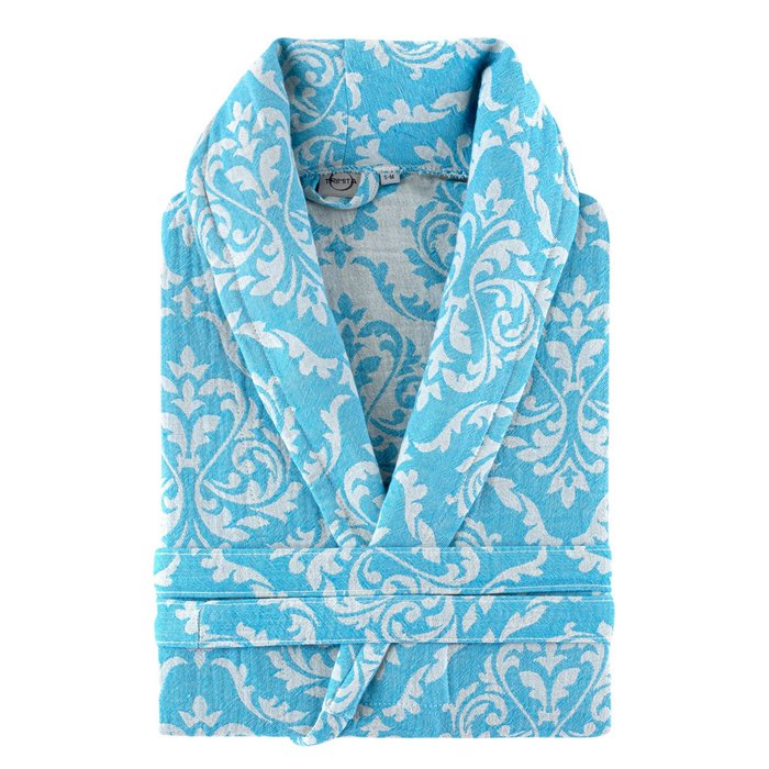 Damen-Bademantel von Trimita Barok aus 100 % Baumwolle in Blau, bequem und weich, mit großzügiger Passform.