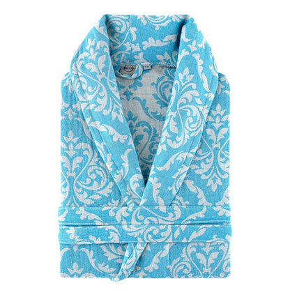 Damen-Bademantel von Trimita Barok aus 100 % Baumwolle in Blau, bequem und weich, mit großzügiger Passform.
