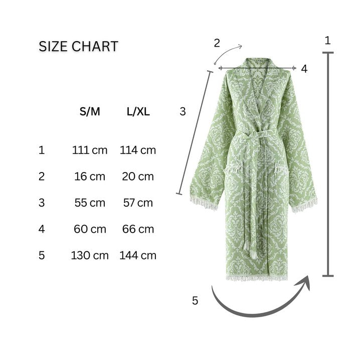 Weicher grüner Trimita Barok Bademantel aus 100 % Baumwolle, mit comfortable Schnitt und luxuriösem Design.
