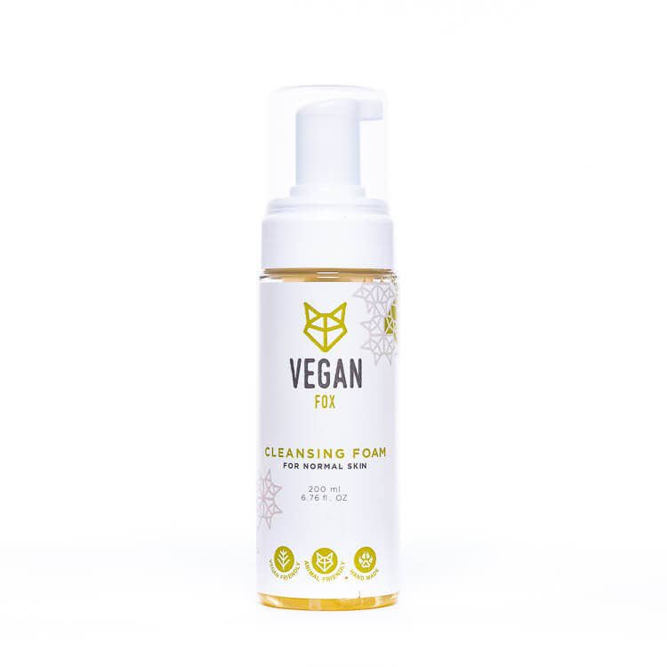 VEGAN FOX Reinigungsschaum für normale Haut im Pumpspender, Produktansicht