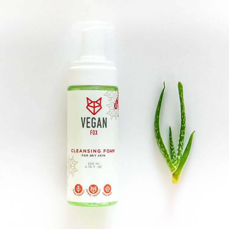 VEGAN FOX Reinigungsschaum für trockene Haut, 200 ml, mit Aloe Vera